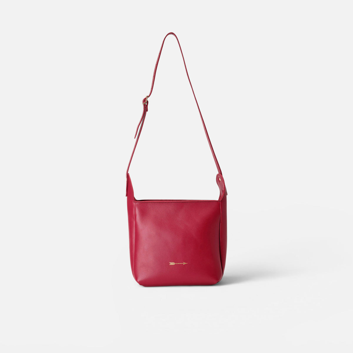 Bolso bandolera de piel Quentin color rojo lipstick, de Mercules