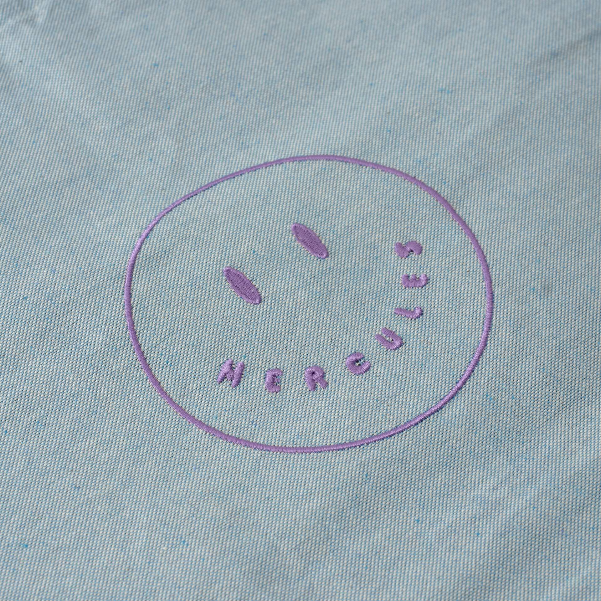 Funda bordada Smiley Celeste