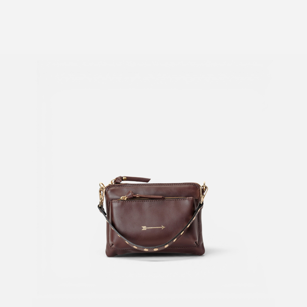Bolso pequeño con tachuelas Bugsy color marrón testa, de Mercules