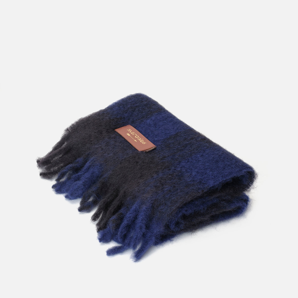 Bufanda de mohair de cuadros Bufanda Cuadros en color azul y negro, de Mercules