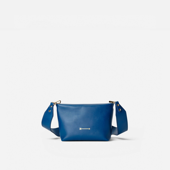 Apollo leather crossbody bag in navy, by Mercules