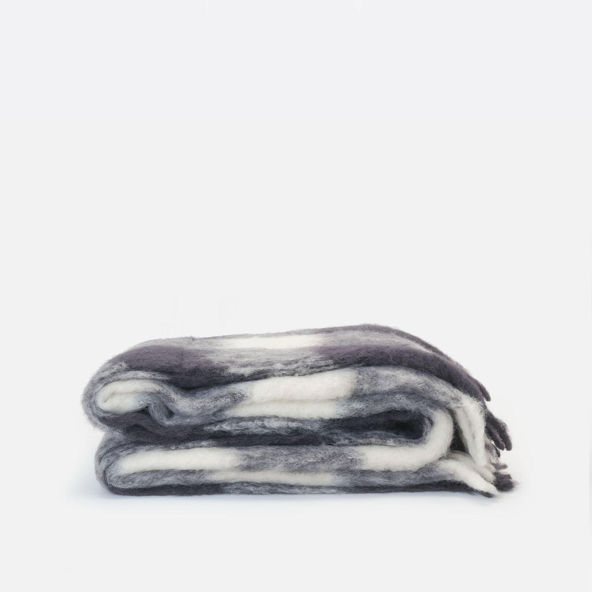 Manta Mohair de Cuadros Blanco y Negro
