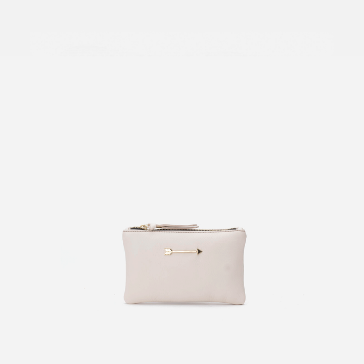 Cartera plana de piel Wallet Arrow color hueso, de Mercules