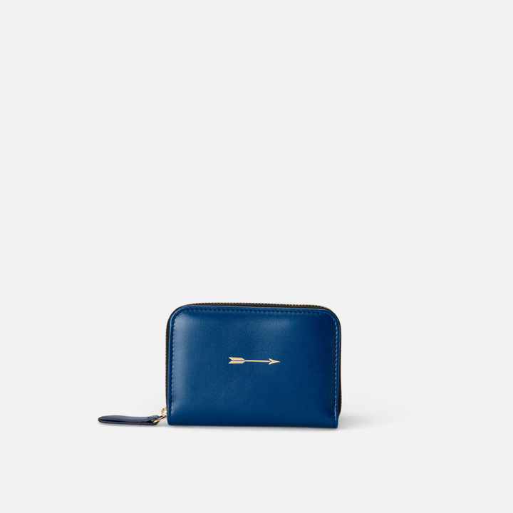 Cartera continental mediana de piel color azul marino, de Mercules