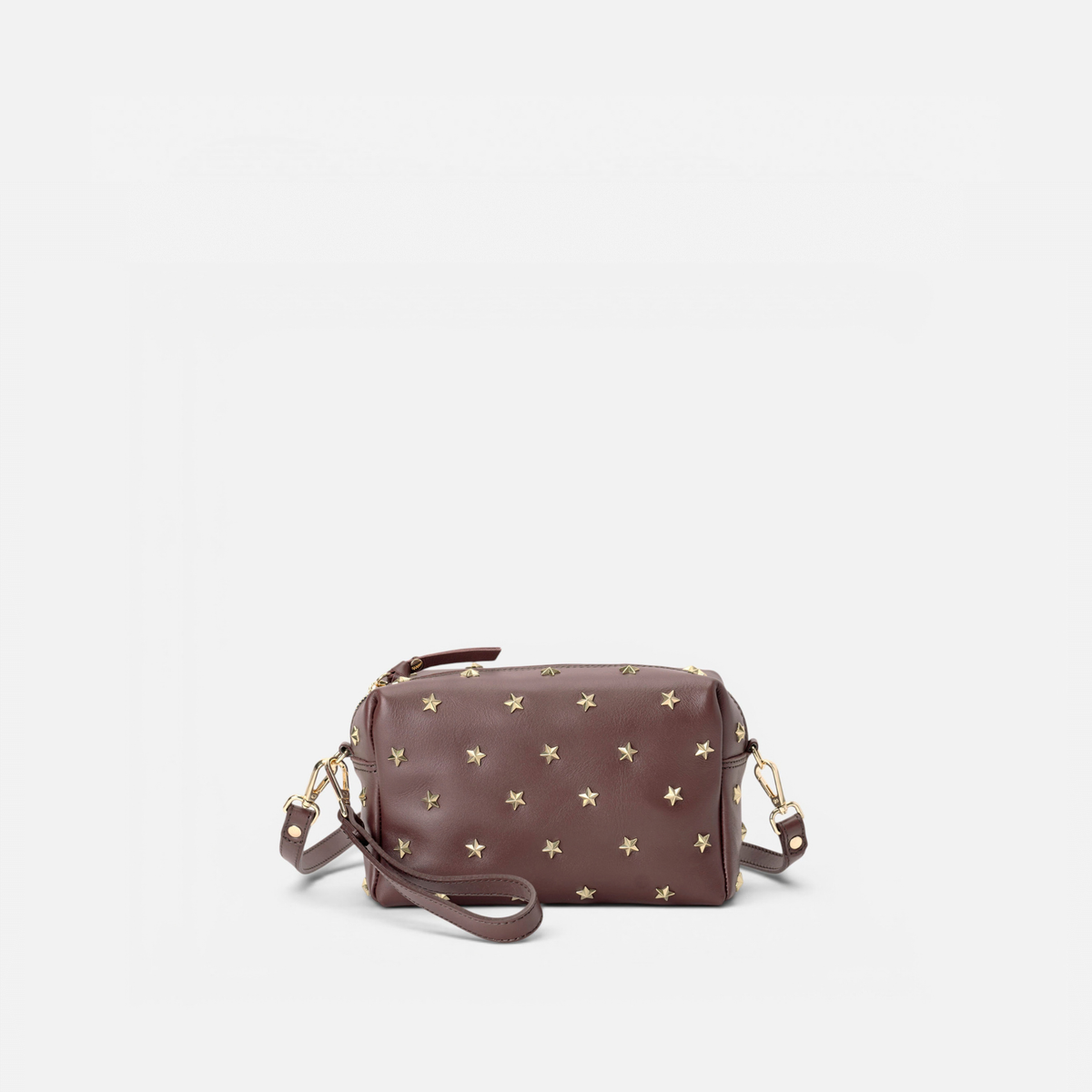 Dixie leather bag with stars in testa brown, by Mercules