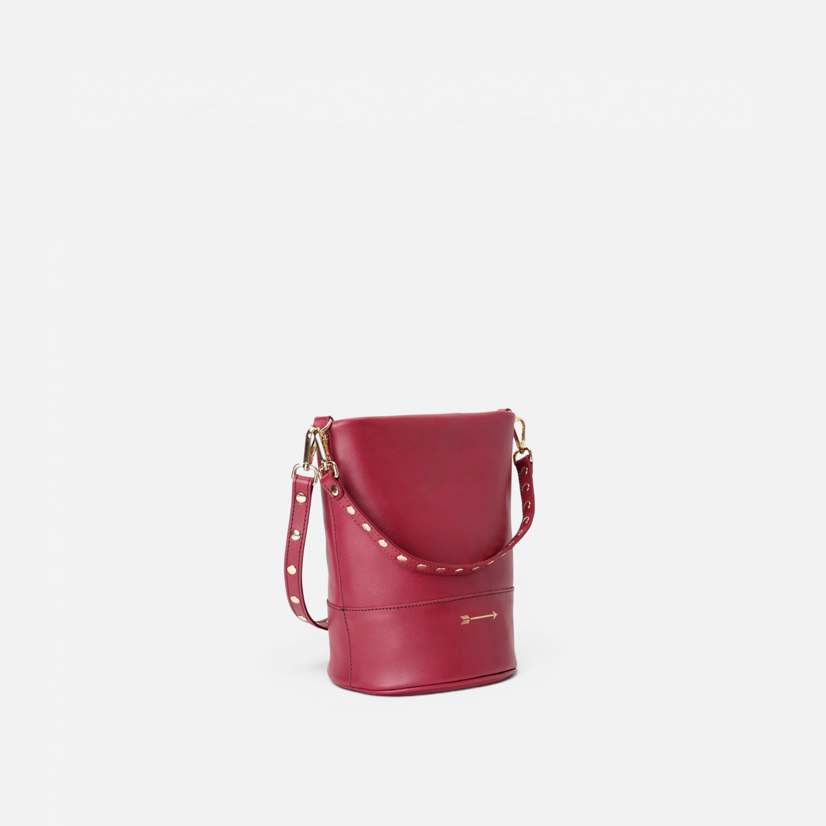 Bolso cubo con tachuelas Perseo color rojo lipstick, de Mercules