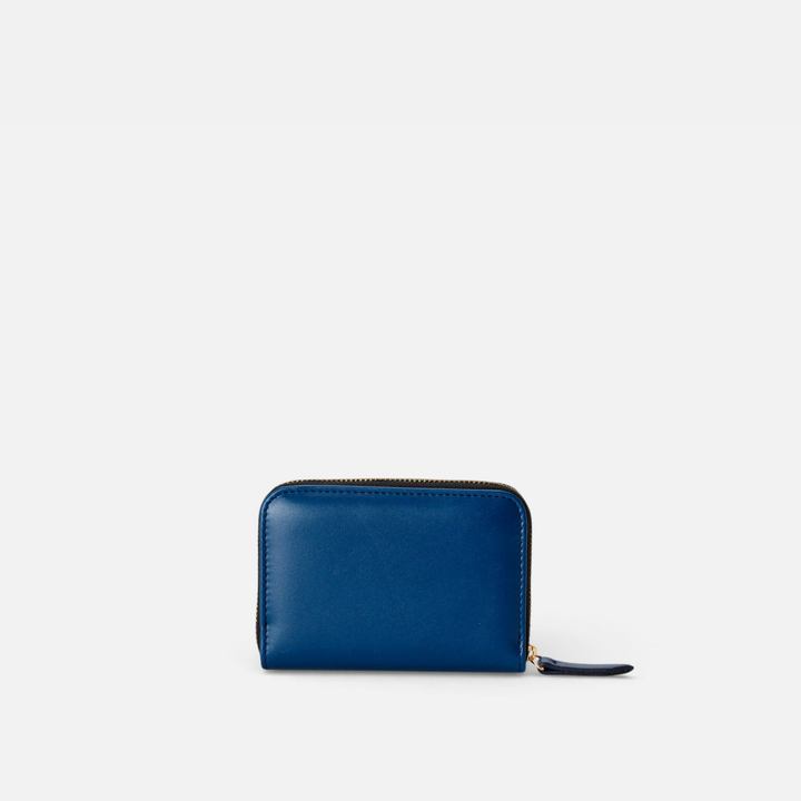 Cartera continental mediana de piel color azul marino, de Mercules