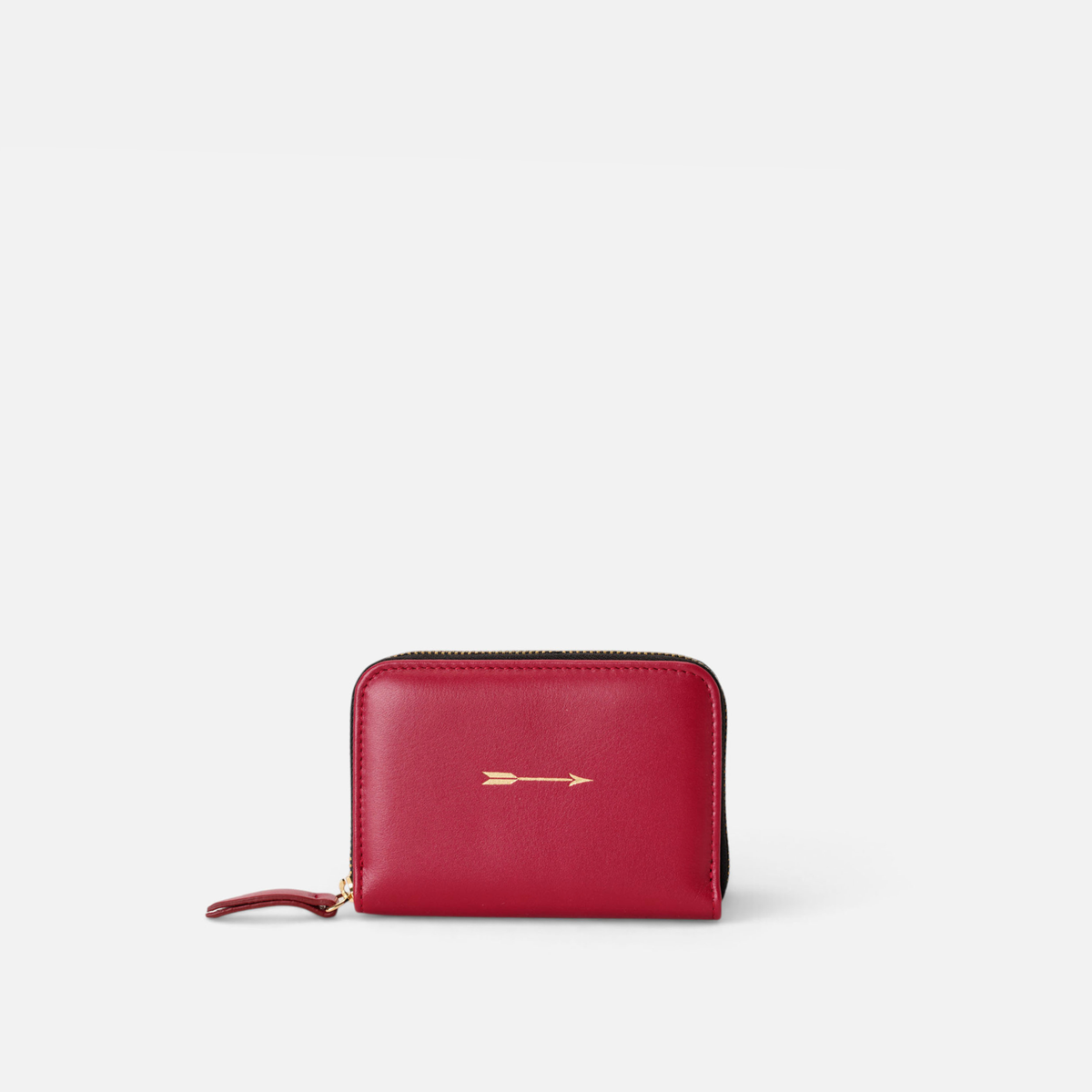 Medium continental leather wallet in lipstick red, by Mercules