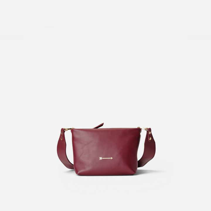 Apollo leather crossbody bag in burgundy, by Mercules