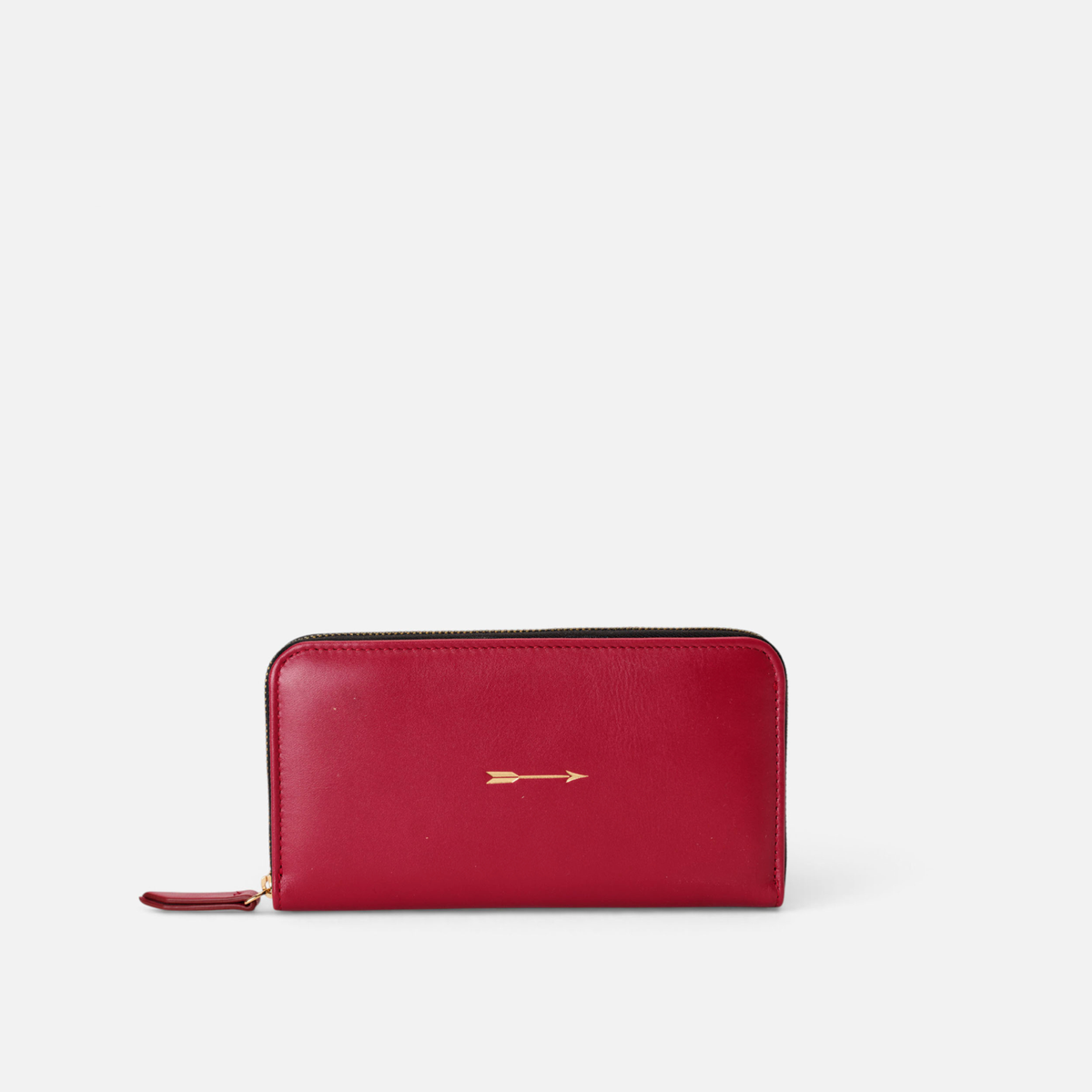 Large continental leather wallet in lipstick red, by Mercules