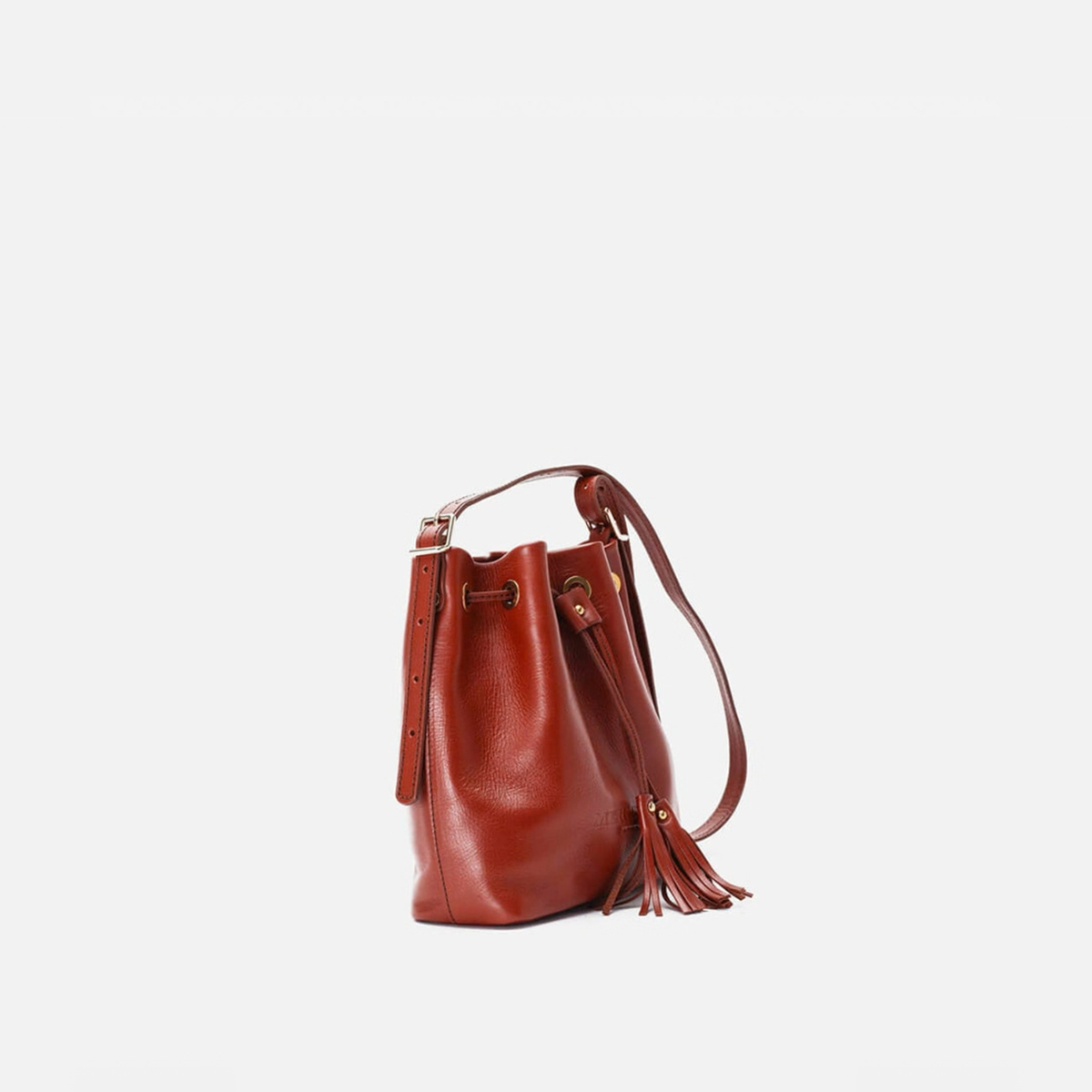 Bolso bombonera de piel Pampa color teja, de Mercules