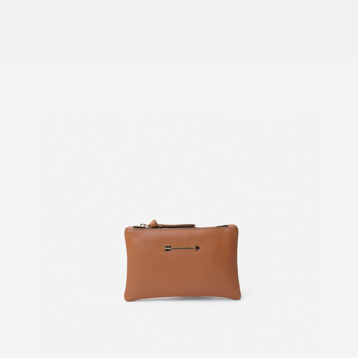 Cartera plana de piel Wallet Arrow color coñac, de Mercules