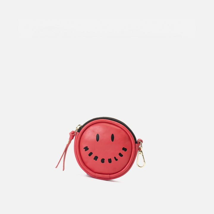 Monedero redondo de piel Monedero Smiley color rojo lipstick, de Mercules