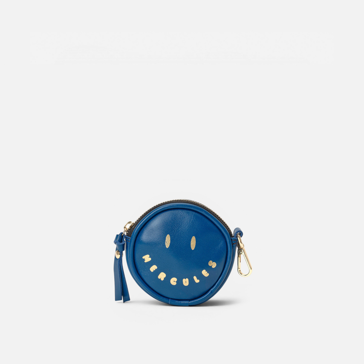 Monedero redondo de piel Monedero Smiley color azul marino, de Mercules