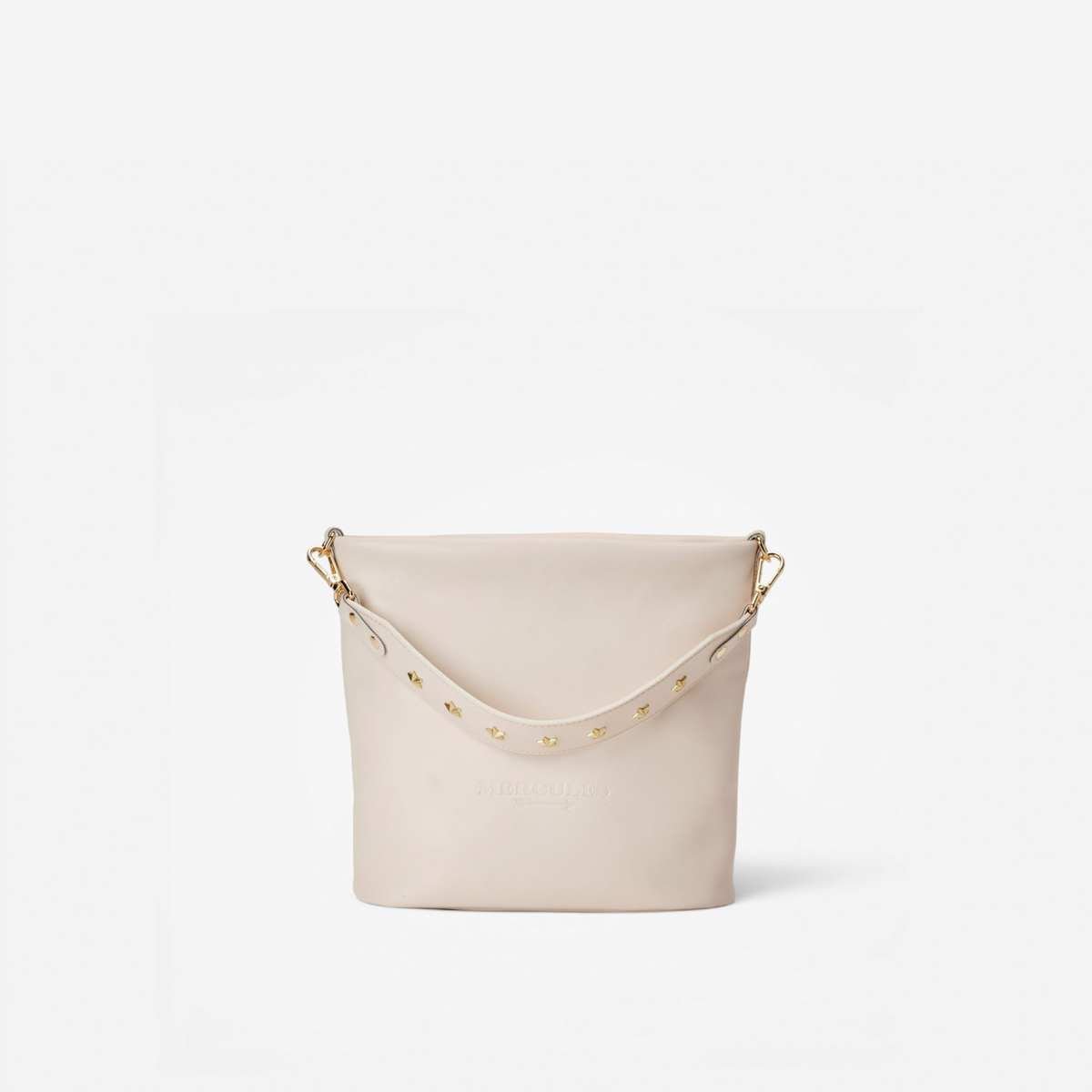 Tango leather bag with star handle in bone, by Mercules