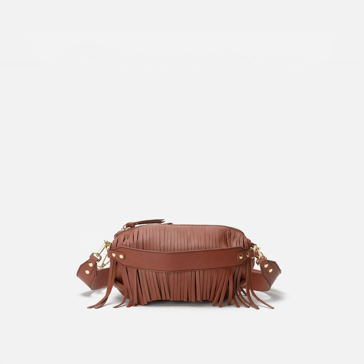 Bolso de piel con flecos Scott color teja, de Mercules
