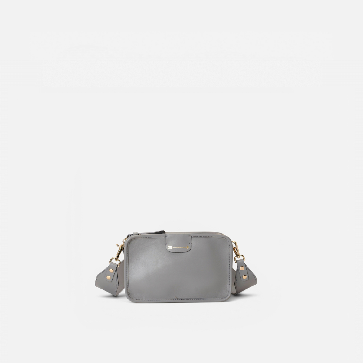 Bolso bandolera pequeño de piel Harvest color gris, de Mercules