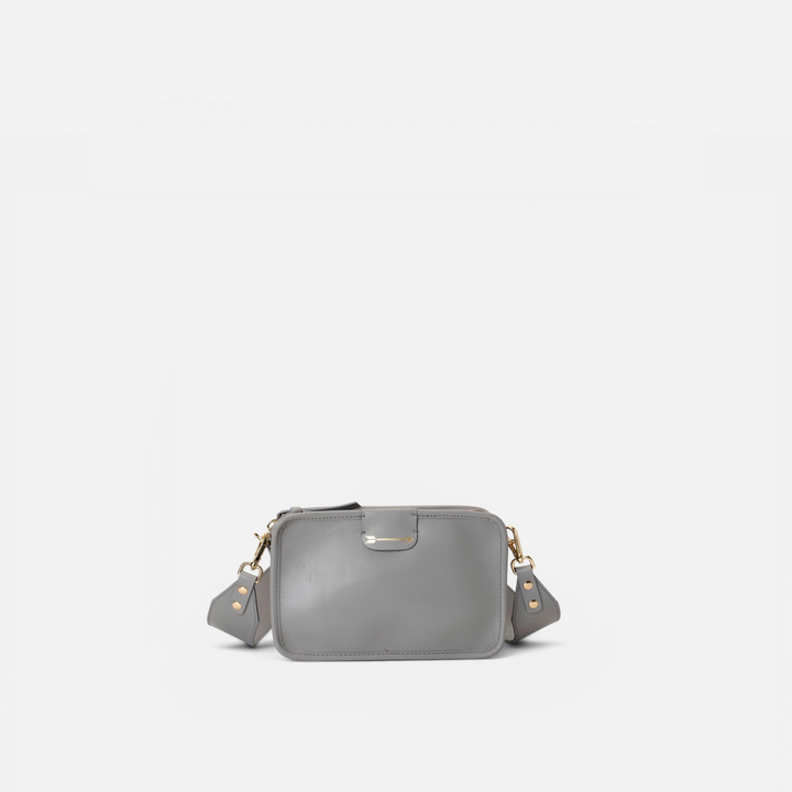 Bolso bandolera pequeño de piel Harvest color gris, de Mercules
