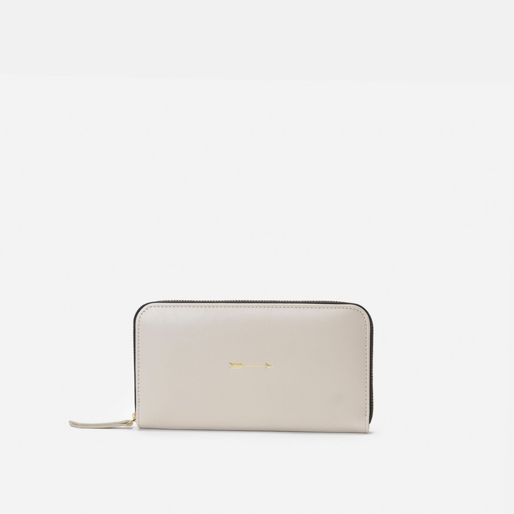 Cartera grande de piel Cartera continental grande color hueso, de Mercules