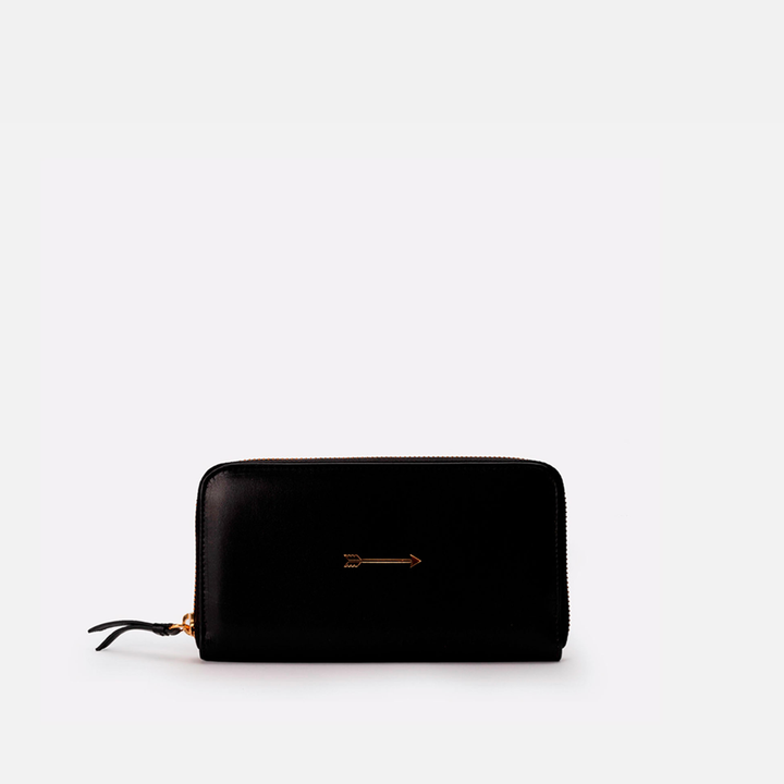 Cartera grande de piel Cartera continental grande color negro, de Mercules