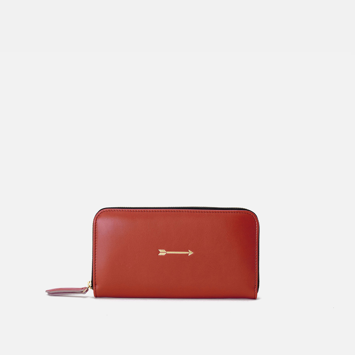Cartera grande de piel Cartera continental grande color teja, de Mercules