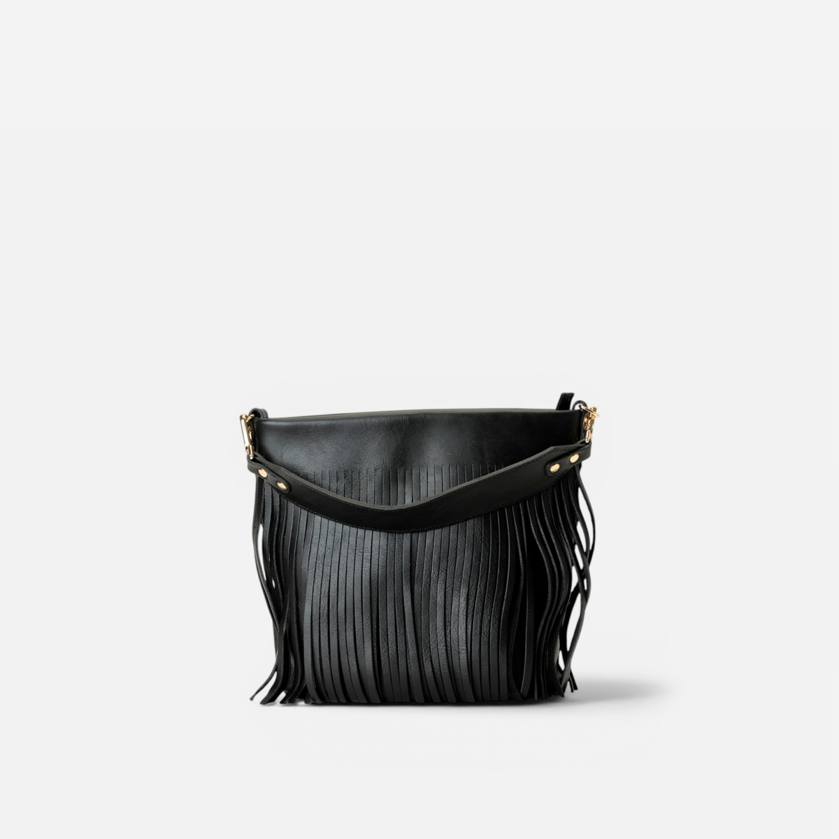 Bolso de piel con flecos Tango Flecos color negro, de Mercules