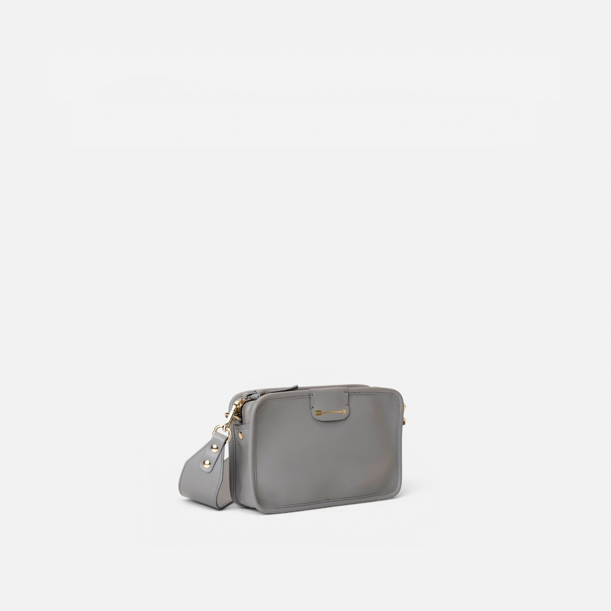 Bolso bandolera pequeño de piel Harvest color gris, de Mercules