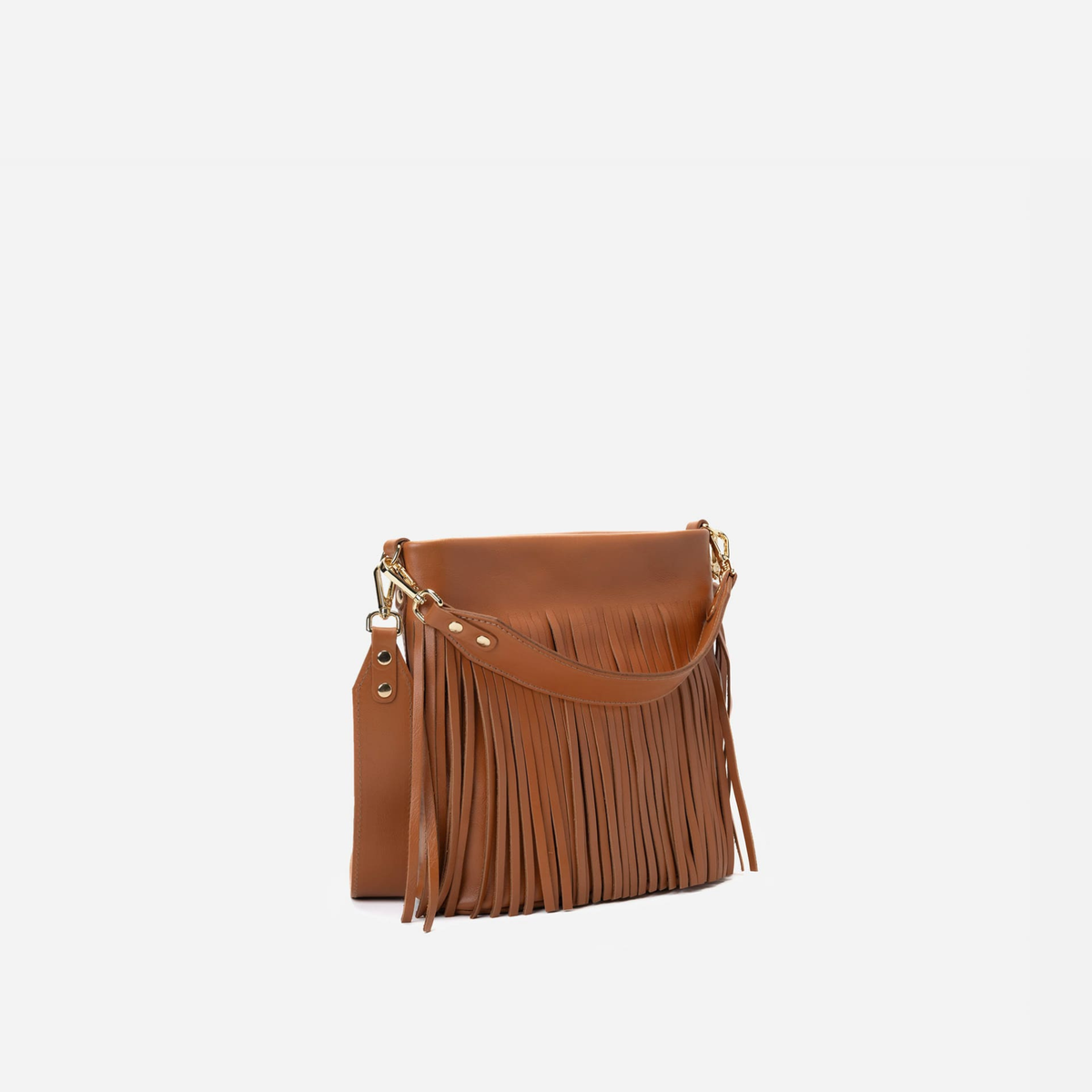 Tango Fringes leather bag with fringes in cognac, by Mercules