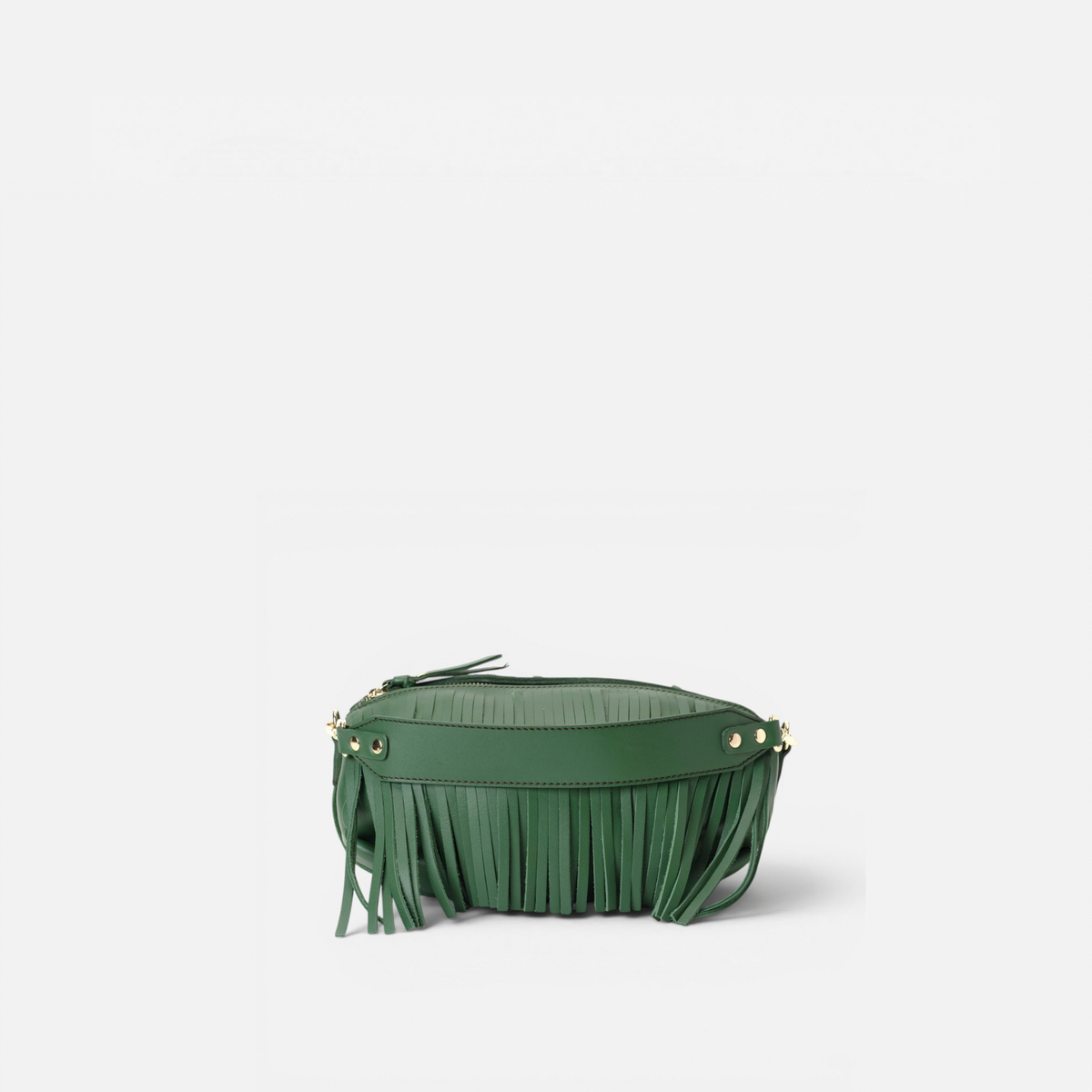 Bolso de piel con flecos Scott color verde, de Mercules