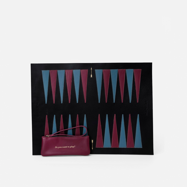 Pack Backgammon grande Negro de Mercules – backgammon de piel negra con tablero grande, hecho a mano en España