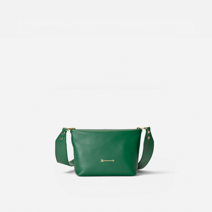 Apollo leather crossbody bag in green, by Mercules