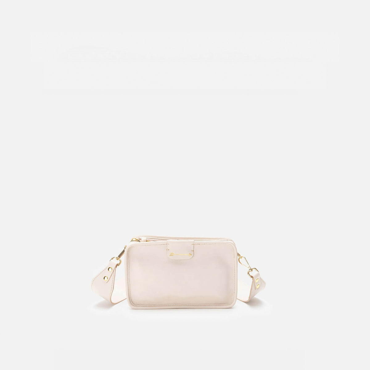 Bolso bandolera pequeño de piel Harvest color hueso, de Mercules