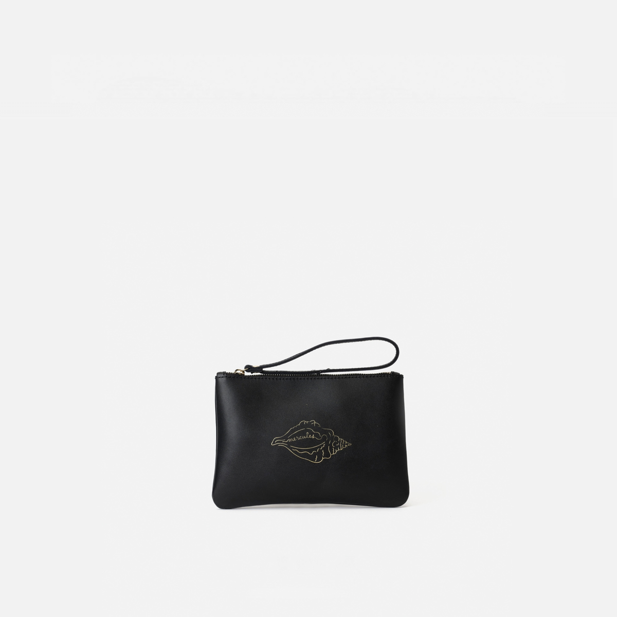 Clutch de piel concha Zipper Shell color negro, de Mercules