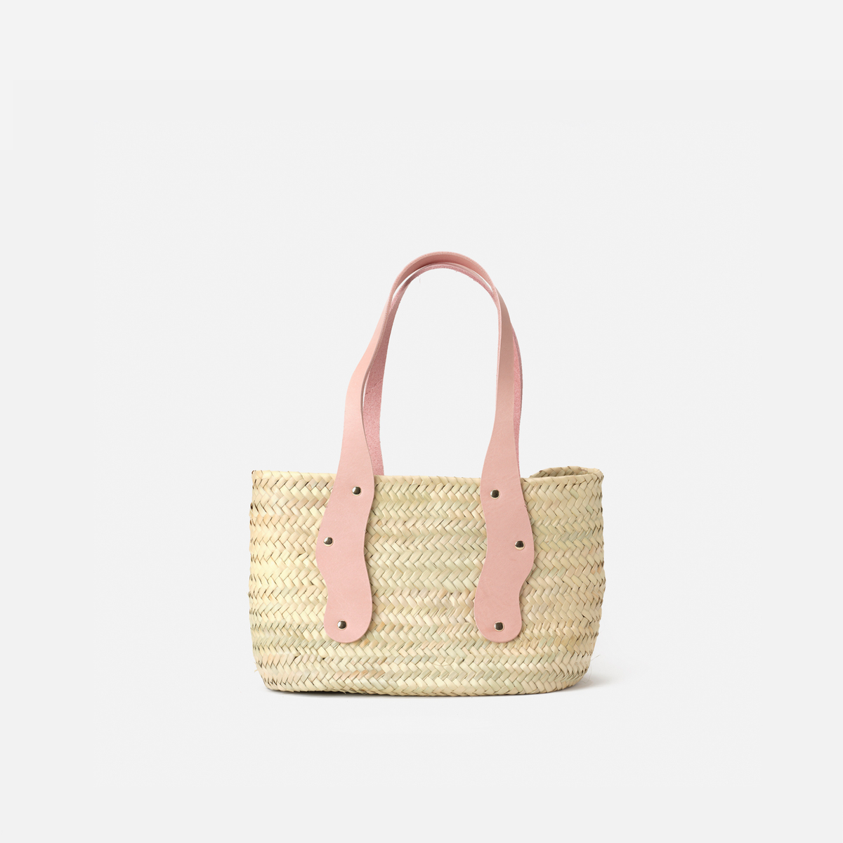 Basket Mermaid S small palm basket bag in pink, by Mercules