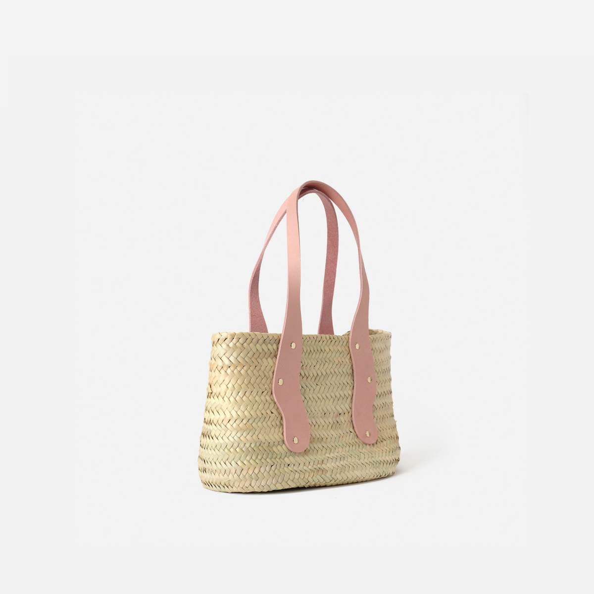 Basket Mermaid S small palm basket bag in pink, by Mercules