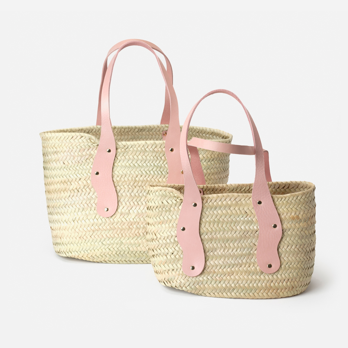 Basket Mermaid S small palm basket bag in pink, by Mercules