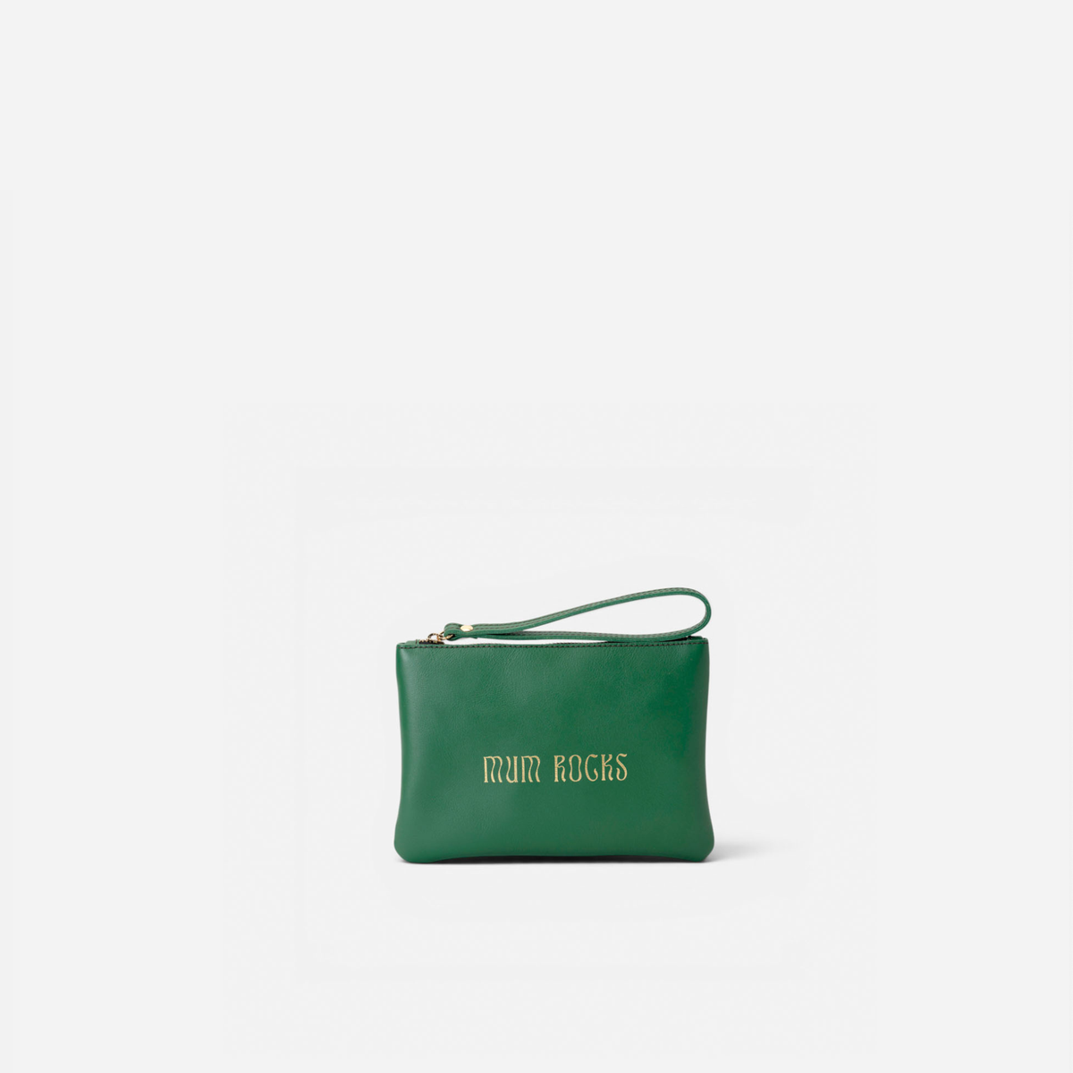 Clutch de piel Zipper "Mum Rocks" color verde, de Mercules