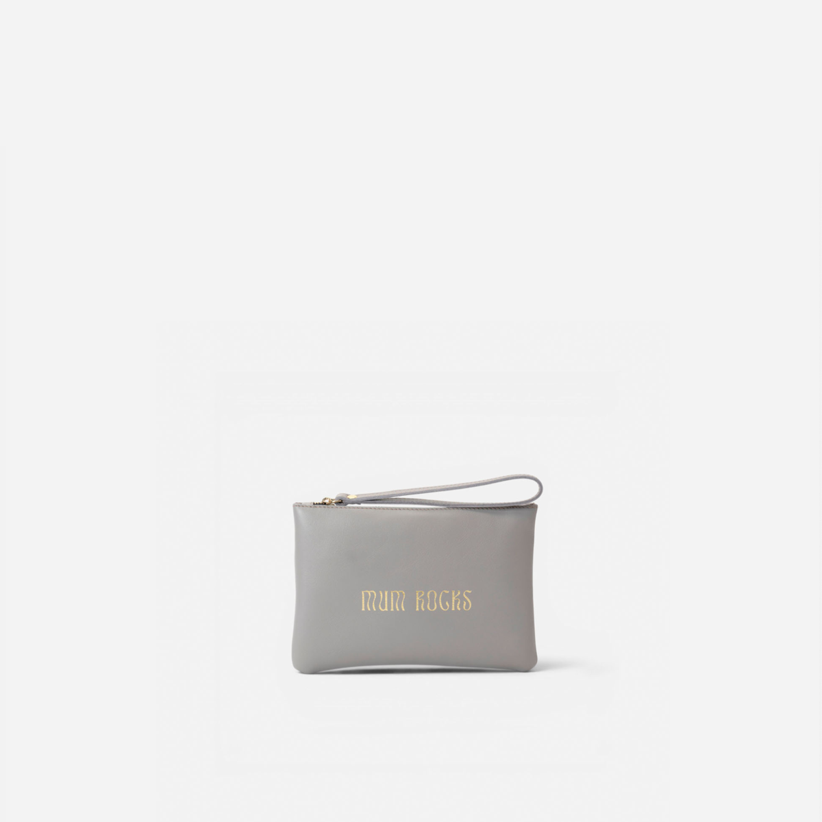 Clutch de piel Zipper "Mum Rocks" color gris, de Mercules