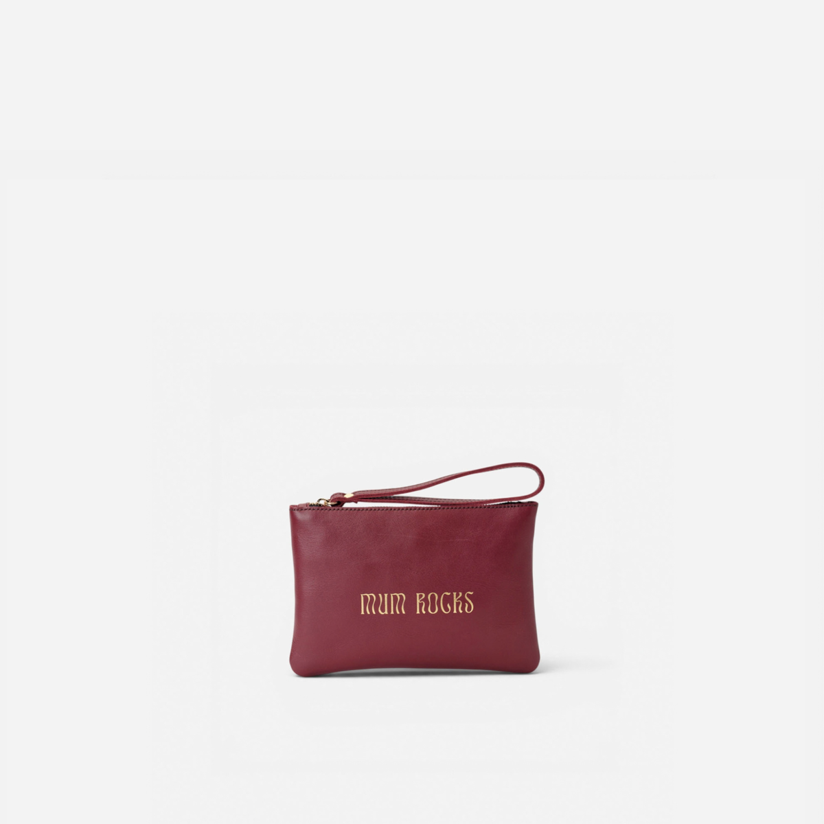 Clutch de piel Zipper "Mum Rocks" color burdeos, de Mercules