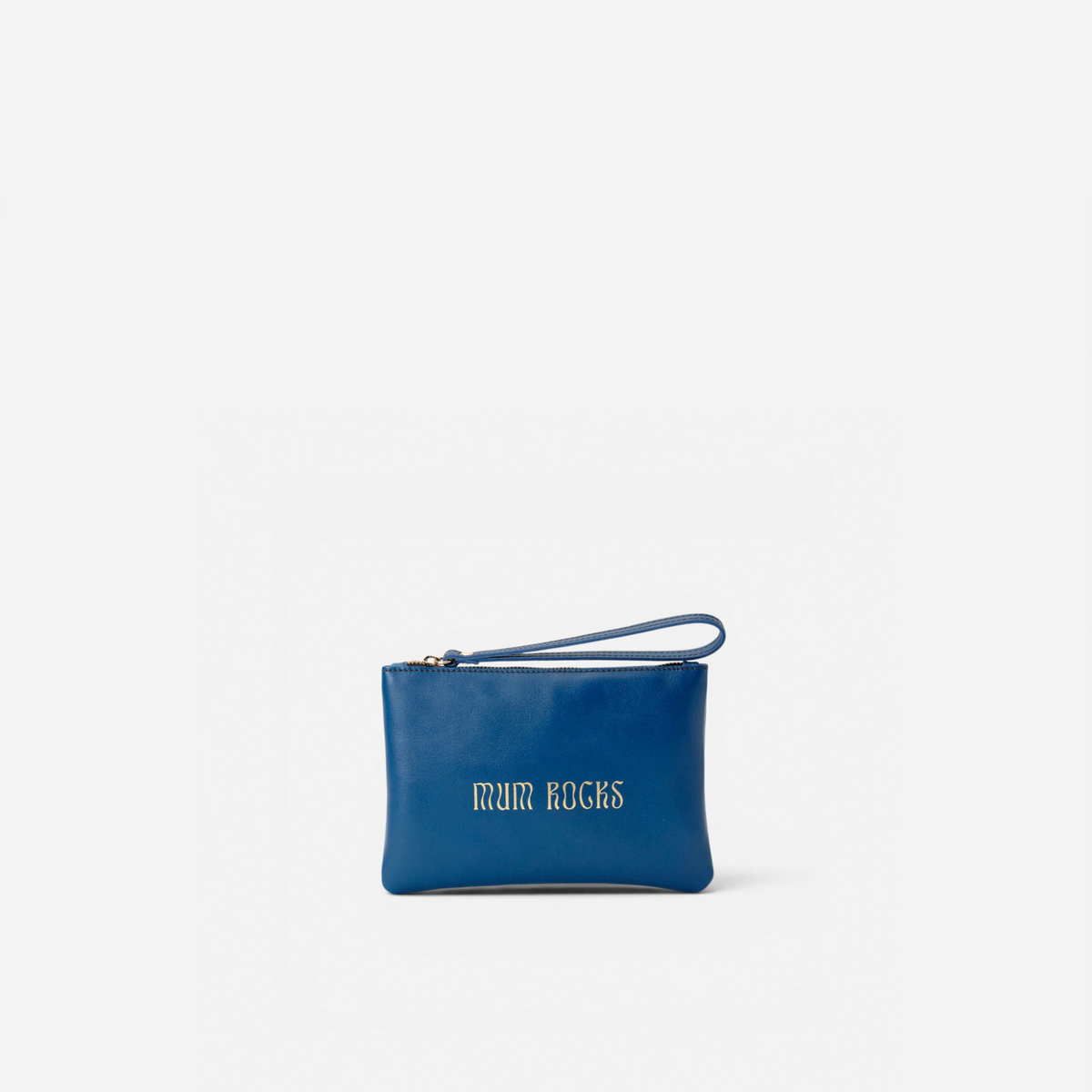 Clutch de piel Zipper "Mum Rocks" color azul marino, de Mercules