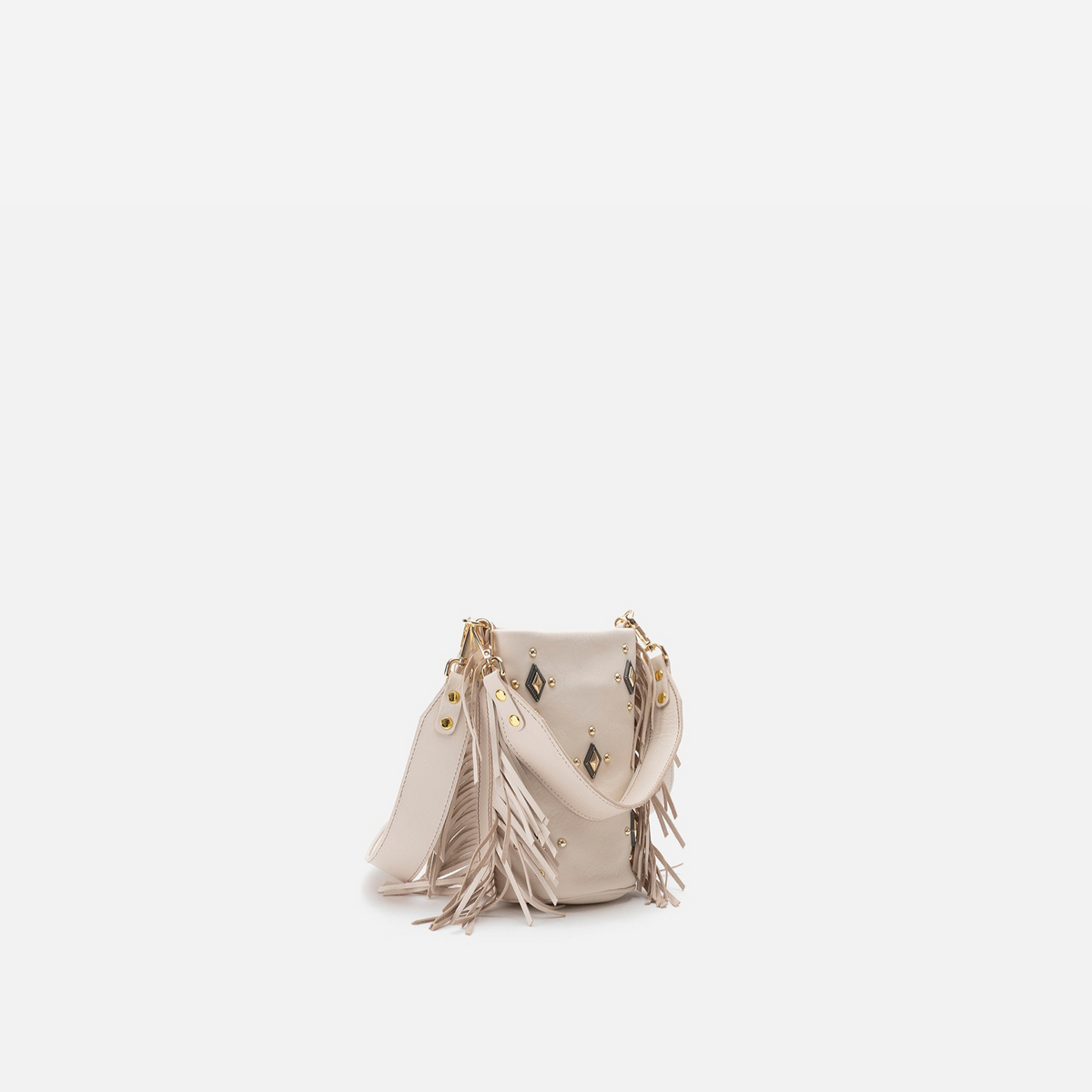 Bolso pequeño con flecos Candy Flecos color hueso, de Mercules