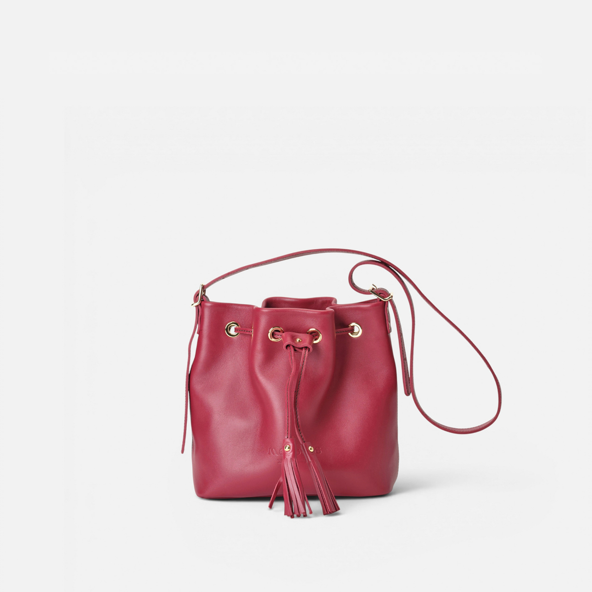 Pampa leather bowling bag in lipstick red, by Mercules