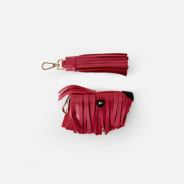 Pack Charm Scott leather bag charm in lipstick red, by Mercules