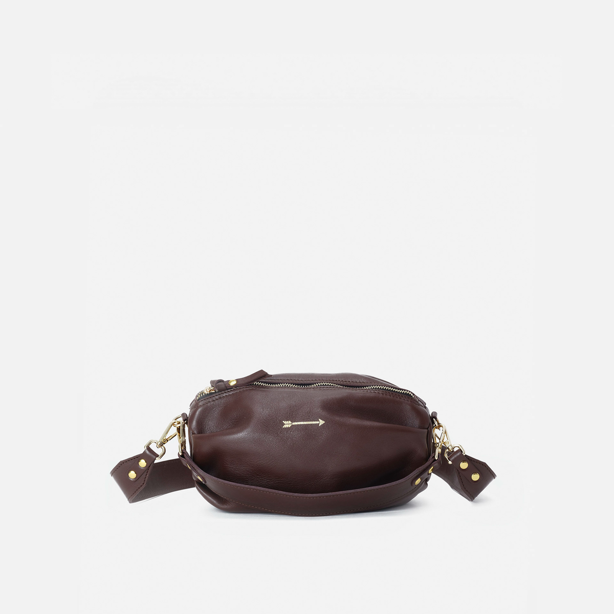 Wasp Large leather crossbody bag in testa brown, by Mercules
