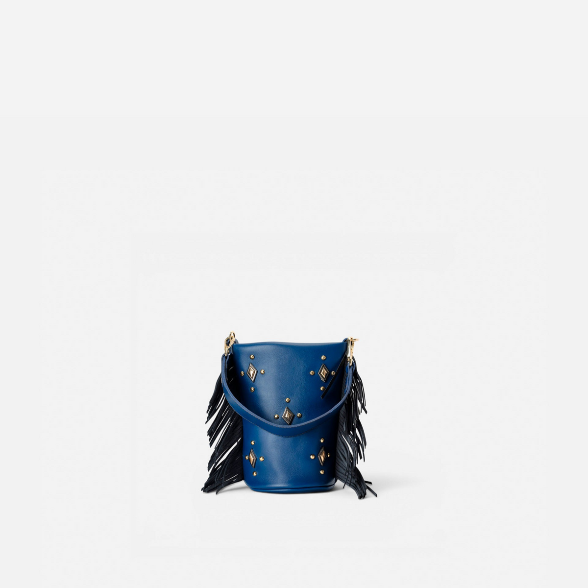 Bolso pequeño con flecos Candy Flecos color azul marino y negro, de Mercules
