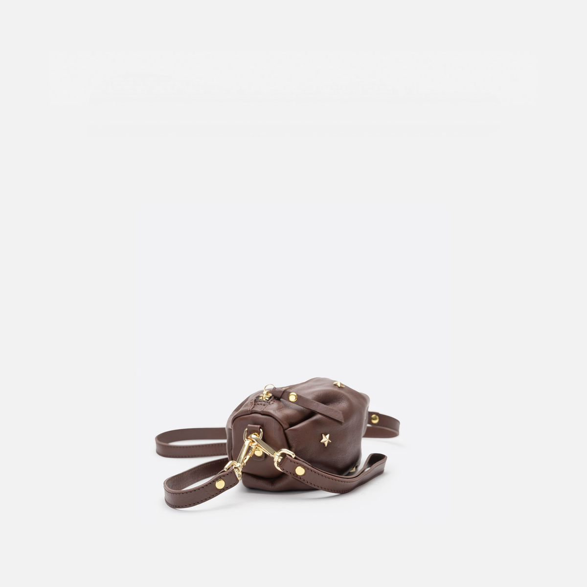 Wasp small leather bag with stars in testa brown, by Mercules
