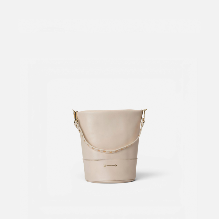 Bolso cubo con tachuelas Perseo color hueso, de Mercules