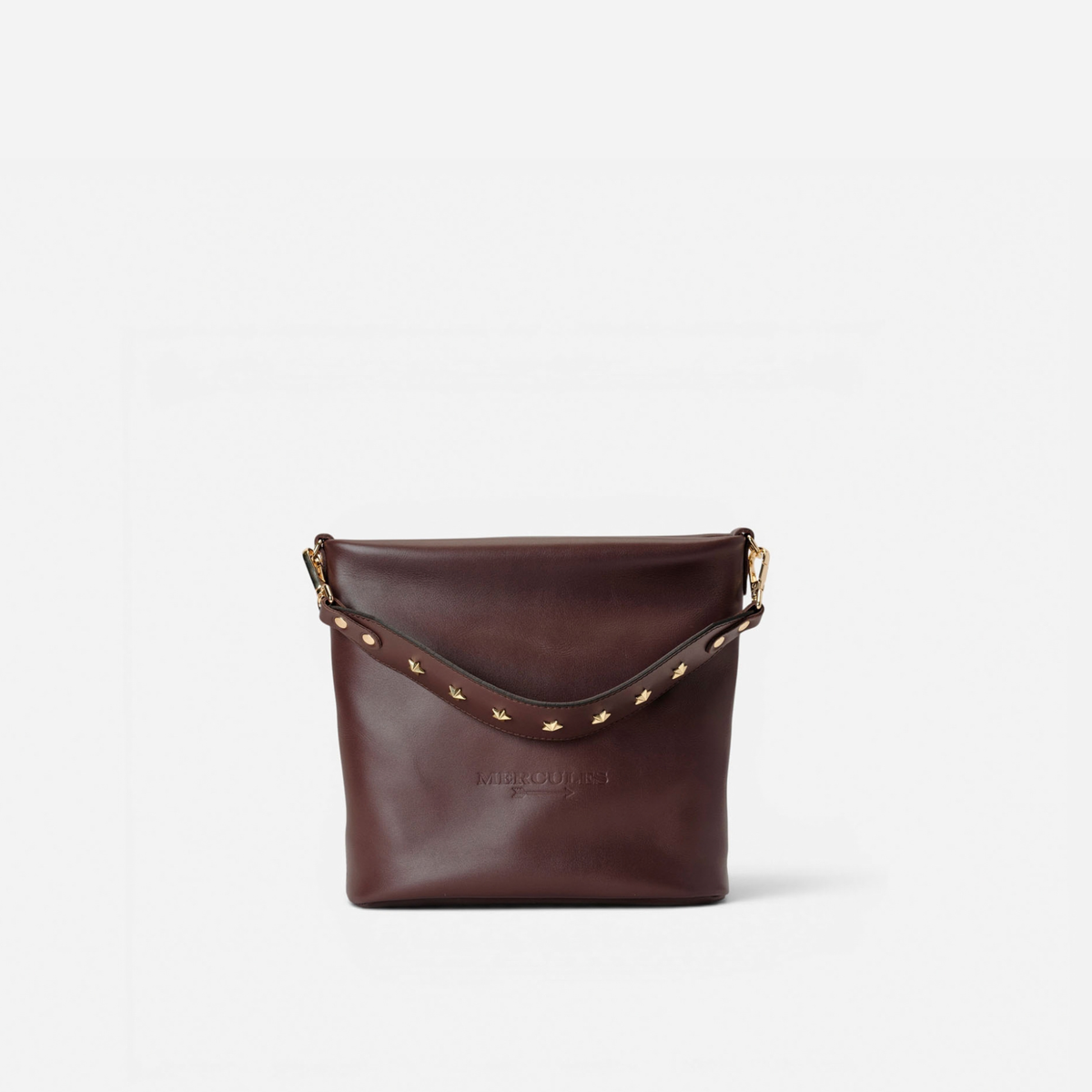 Tango leather bag with star handle in testa brown, by Mercules