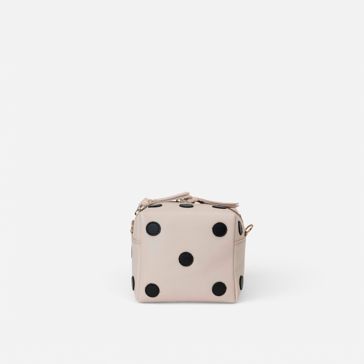 Dado Blanco y Negro de Mercules – bolso de piel con forma de dado blanco con puntos negros, vista 6