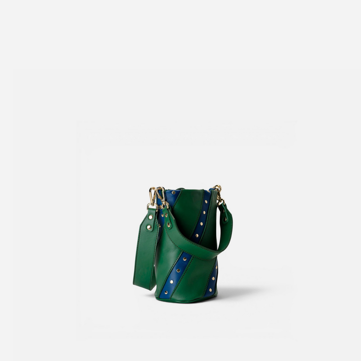 Bolso pequeño con tachuelas Candy Twist color verde y azul marino, de Mercules
